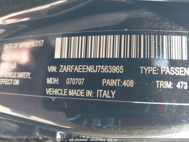 Photo 8 VIN: ZARFAEEN6J7563965 - ALFA-ROMEO GIULIA (952) 