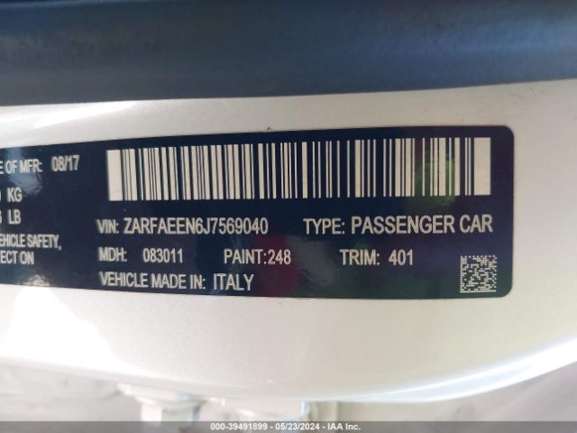 Photo 8 VIN: ZARFAEEN6J7569040 - ALFA-ROMEO GIULIA 