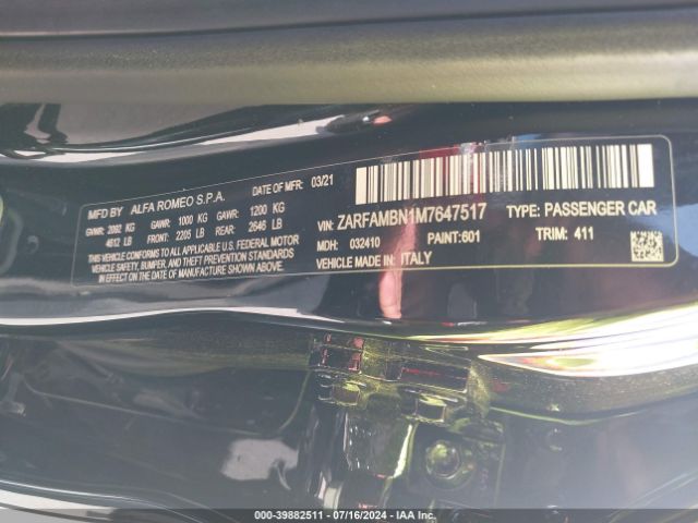 Photo 8 VIN: ZARFAMBN1M7647517 - ALFA-ROMEO GIULIA 