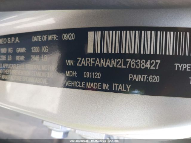 Photo 8 VIN: ZARFANAN2L7638427 - ALFA-ROMEO GIULIA 