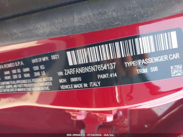 Photo 8 VIN: ZARFANBN5N7654137 - ALFA-ROMEO GIULIA (952) 