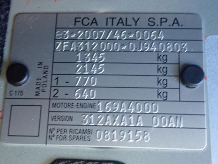 Photo 12 VIN: ZFA3120000J940803 - FIAT 500 