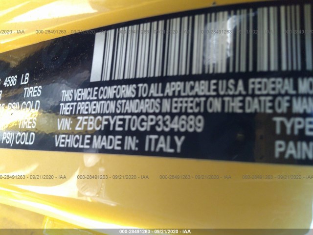 Photo 8 VIN: ZFBCFYET0GP334689 - FIAT 500X 