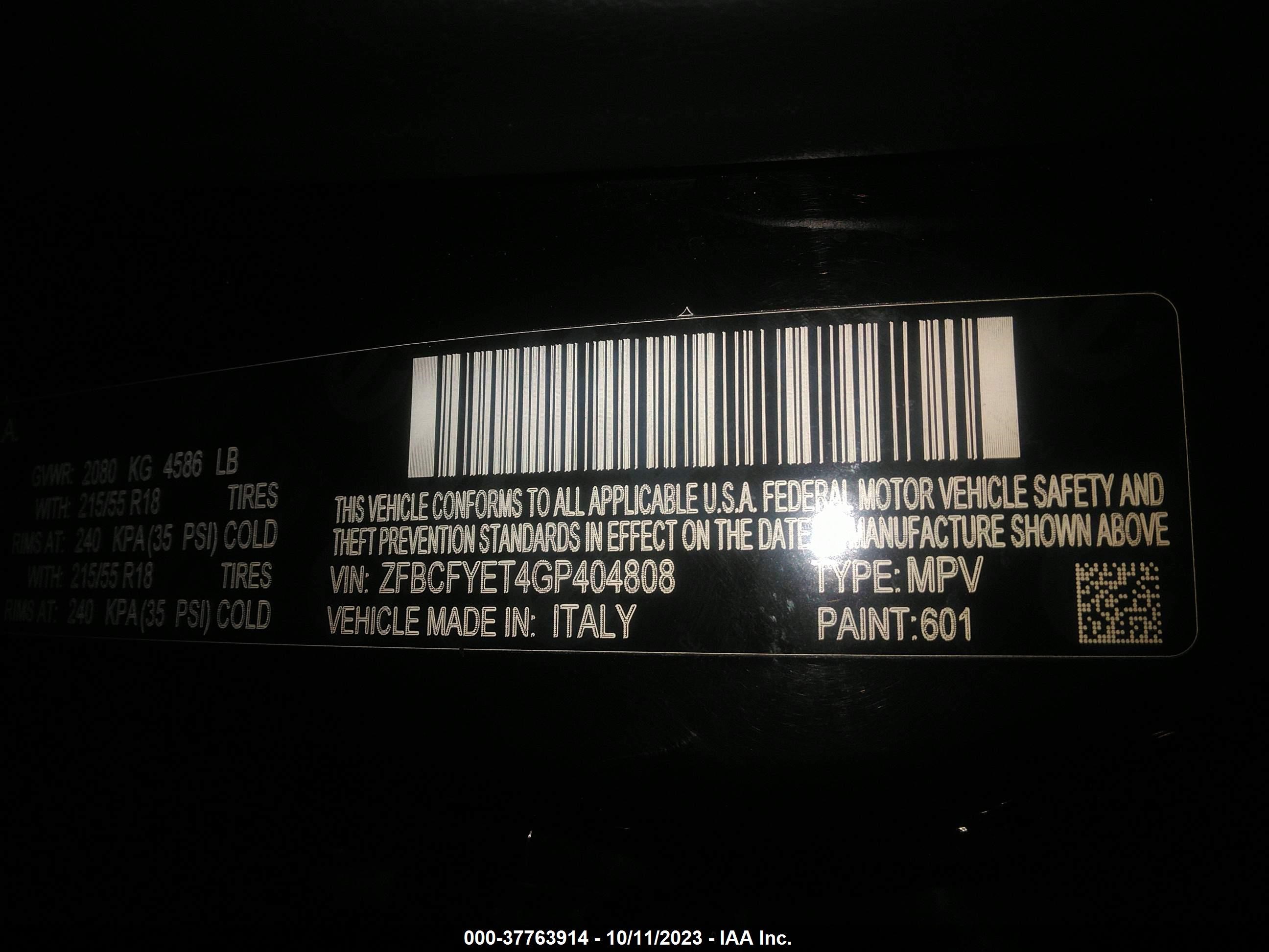 Photo 8 VIN: ZFBCFYET4GP404808 - FIAT 500X 