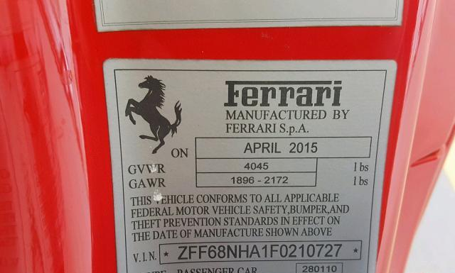 Photo 9 VIN: ZFF68NHA1F0210727 - FERRARI 458 