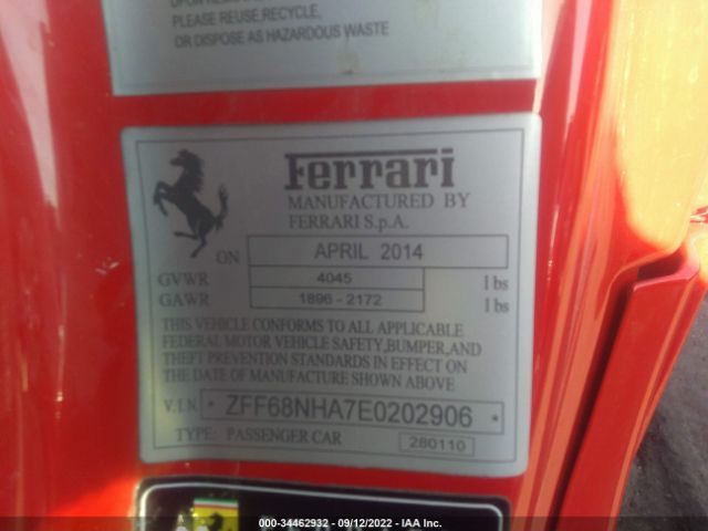 Photo 8 VIN: ZFF68NHA7E0202906 - FERRARI 458 ITALIA 