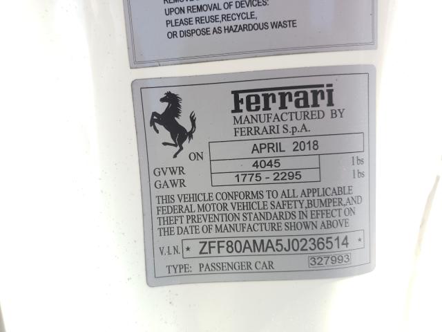 Photo 9 VIN: ZFF80AMA5J0236514 - FERRARI 488 SPIDER 