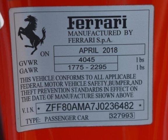 Photo 9 VIN: ZFF80AMA7J0236482 - FERRARI 488 SPIDER 